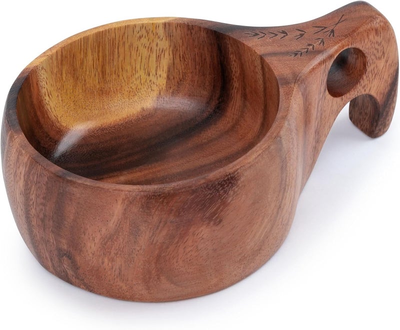 BareBones Kuksa Wooden Drinking Cup 16 oz - Ergonomic Acacia Wood Design - Image 1