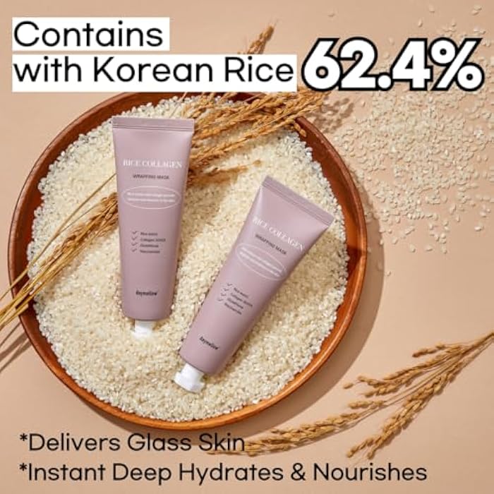 daymellow Rice Collagen Wrapping Mask 2.36 fl. oz / 70ml – Korean Peel-Off Facial Mask with Hydrolyzed Collagen, Hydrating & Firming, Overnight Gentle Pore Tightening for Glowing Glass Skin - Image 3