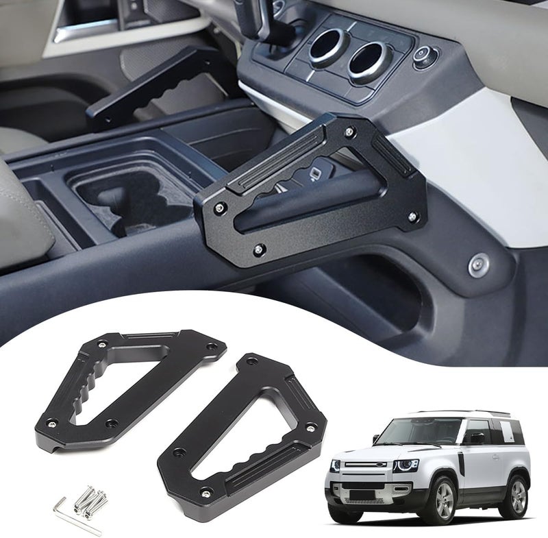EVGoXMods 2Pcs Center Console Grab Handles Compatible with 20202025 Land Rover Defender 90 110 130 Aluminum Alloy Grip Handle for Armrest Both Side Interior Accessories