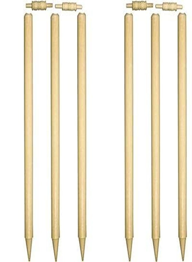 Forgesy Set of 2 Wooden Cricket Stumps (6 Stump with 4 Bails)