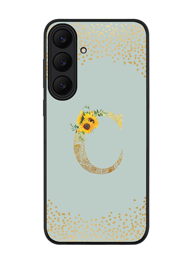 Stylizedd For Samsung Galaxy S25 FE Case,Slim fit Camera Protection, Shockproof Thin Phone cover  - Custom Floral Monogram - C  (Light Grey )