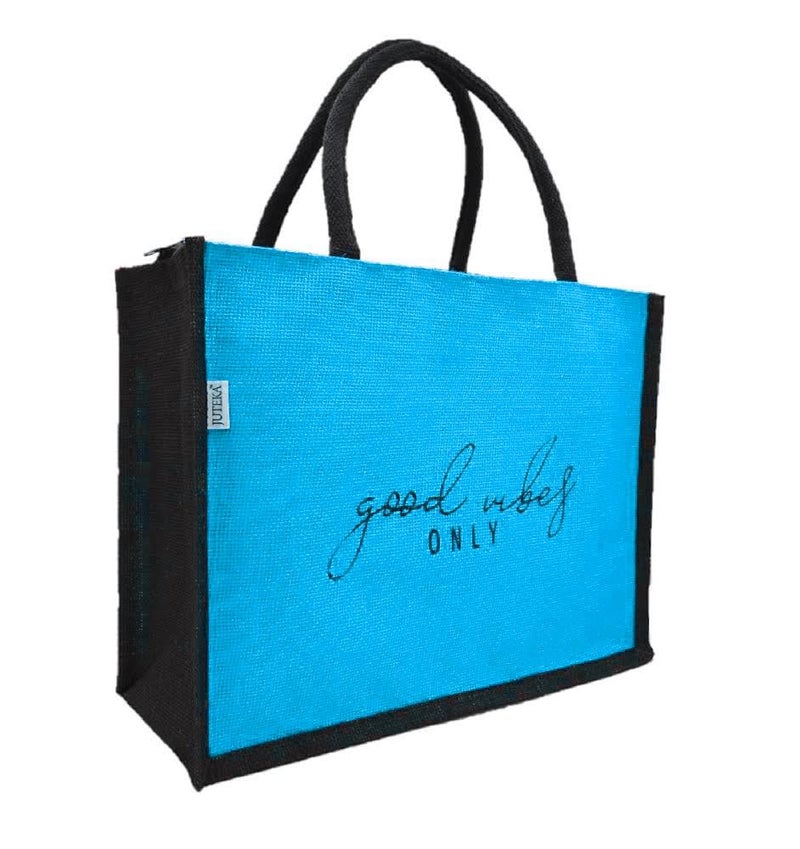 JUTEKA quote printed Jute Bag for Lunch, Office, Grocery, Picnic, Tiffin, Shopping Hand Bag with padded cotton handles… - Image 1