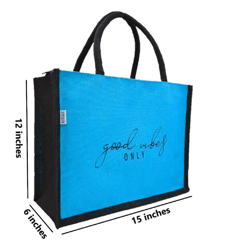 JUTEKA quote printed Jute Bag for Lunch, Office, Grocery, Picnic, Tiffin, Shopping Hand Bag with padded cotton handles… - Image 5