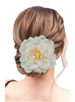 Kriccio Peony Flower Hair Clip Hanfu Hairpin Bridesmaid Pin up Flower Brooch Party Wedding Decor (one size, white)  - Image 5