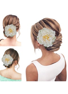 Kriccio Peony Flower Hair Clip Hanfu Hairpin Bridesmaid Pin up Flower Brooch Party Wedding Decor (one size, white)  - Image 2