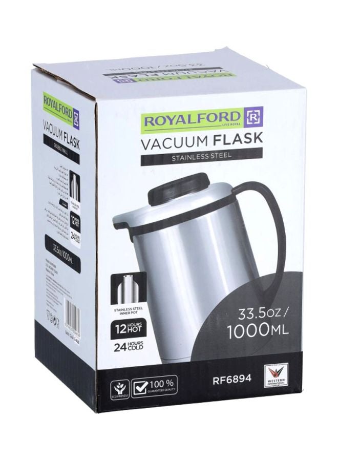 Royalford 1900 Ml 640Z Stainless Steel Vacuum Flask Ss Inner Pot 12 Hours Hot And 24 Hours Cold Multi Color 14.5X14.5X29 Cm Silver/Black - Image 3