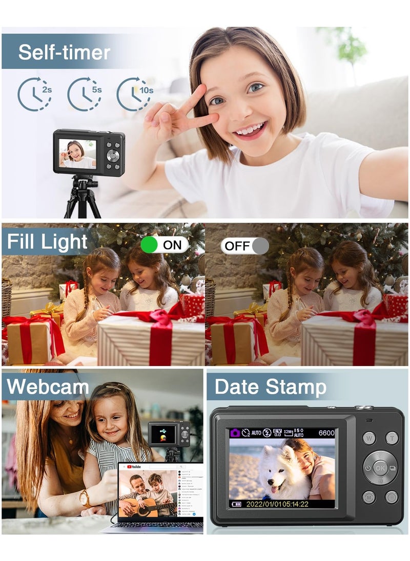 Lecran - Digital Camera, FHD 1080P Camera, Digital Point and Shoot Camera with 16X Zoom Anti Shake, Compact Small Camera for Boys Girls Kids - Image 1