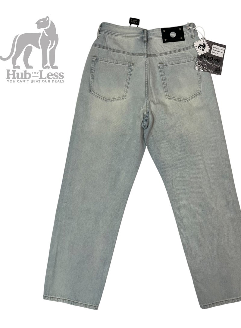 Hub For Less Men's Ultra-Wide Leg Denim Jeans – Trendy Fit with Treated Fabric & Street-Style Pockets - Image 3