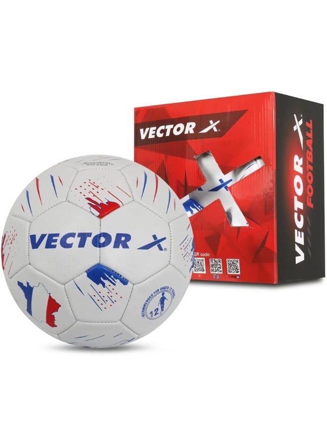 Vector X France Machine Stitched Football – PVC Soccer Ball for Training & Match Play, Durable & Professional, Size 5, White-Blue - Image 5