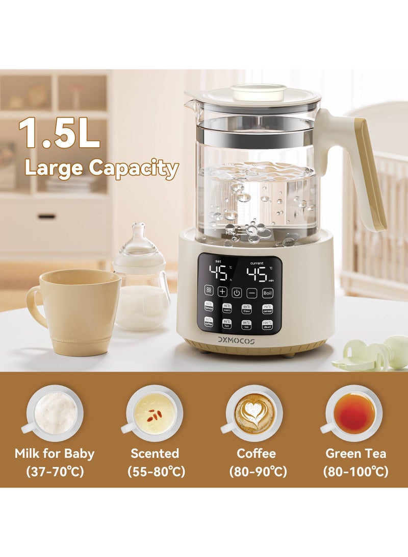 Dxmocos Electric Kettle with Temperature Control, 1.5L Large Capacity Stainless Steel Water Boiler, 40°C to 100°C Adjustable, 72H Keep Warm, Type G Plug, Kettle for Coffee, Tea, Milk Powder - Image 2