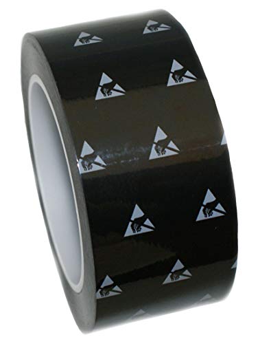 StaticTek UltraTape 2265 Anti-Static ESD Marking Tape, ESD Protected Area, Cleanroom 5S, No-Residue Adhesive Durable Vinyl Black Tape (2 in x 108 ft X 1 Roll) - Image 1