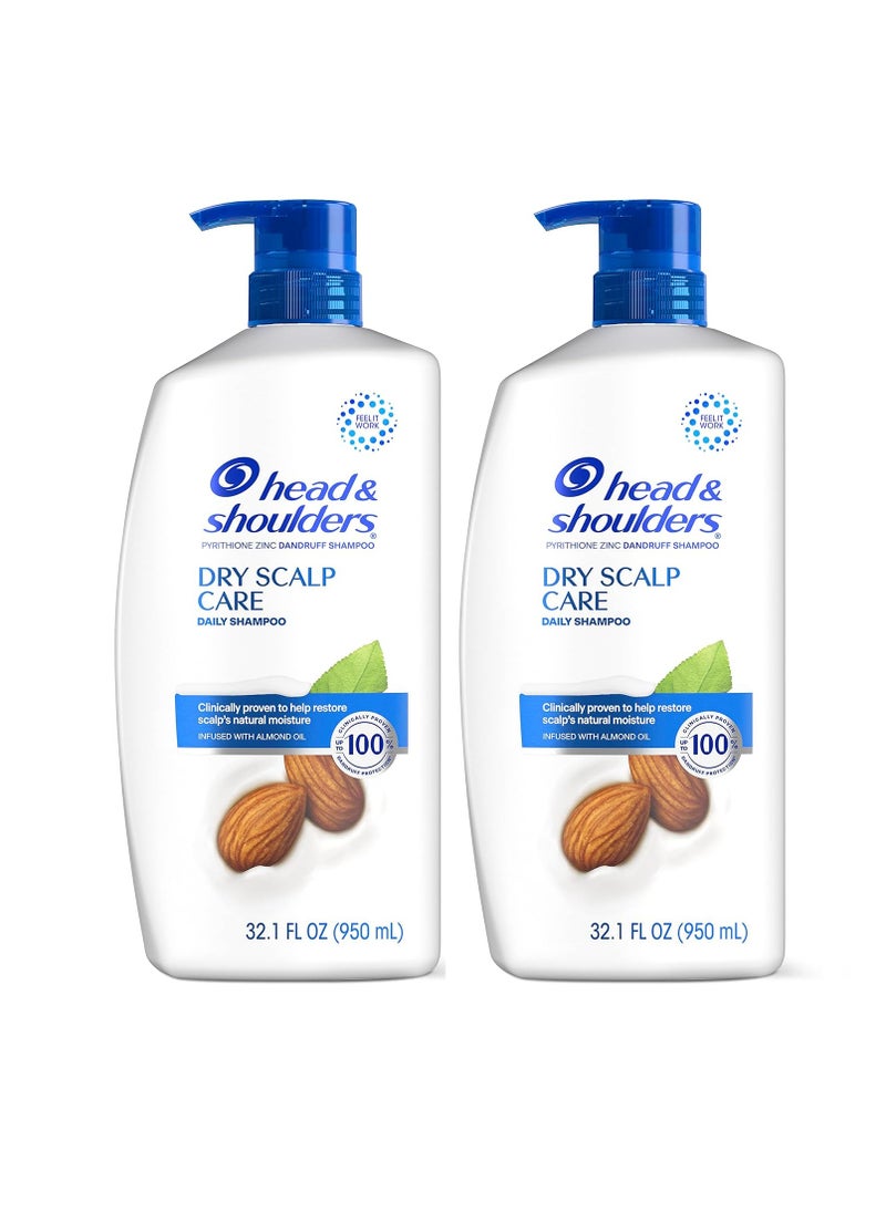 Head & Shoulders Head & Shoulders Anti-Dandruff Shampoo Set, Daily-Use Dry Scalp Care with Almond Oil, Paraben Free Treatment for Men and Women, 32.1 Fl Oz, Twin Pack  - Image 1