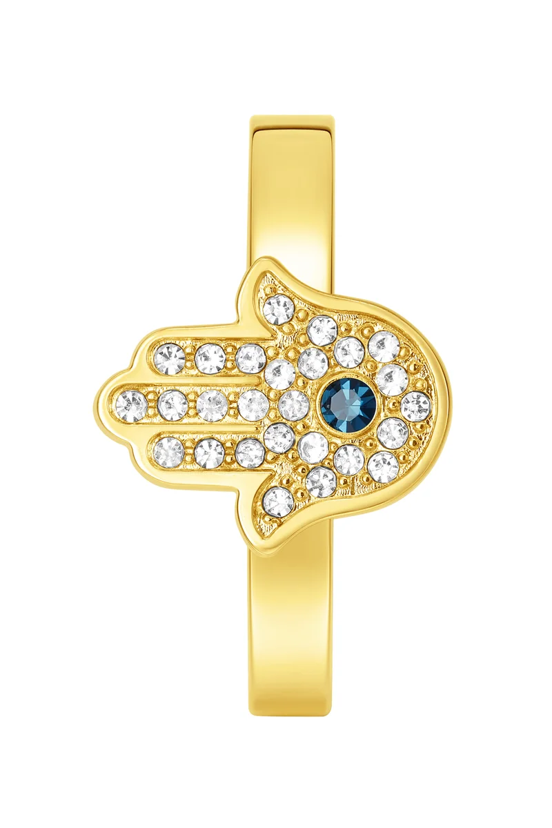 POLICE Vision Gold Plated Ladies Finger Ring With white and Aqua crystal 54PEJLF0003902
