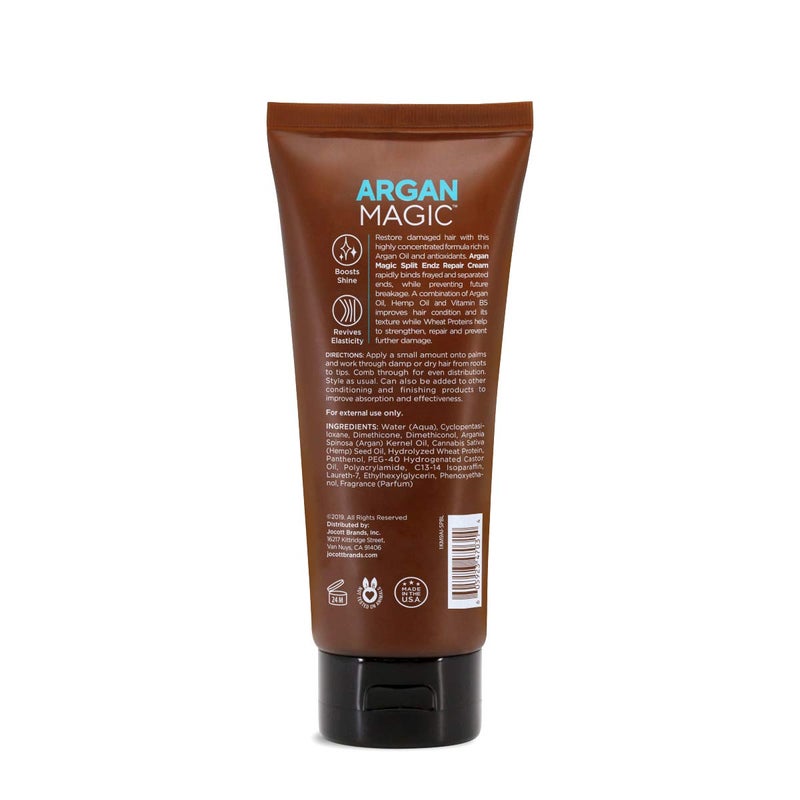 Argan Magic Split Endz Cream - Instantly Binds Frayed and Separated Ends While Preventing Future Breakage | Controls Frizz | Made in USA, Paraben Free, Cruelty Free (6 oz) - Image 1