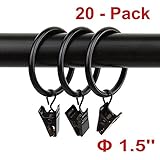 Lansian Lansian 20pcs Rustproof Drapery Matte Stainless Steel Metal Curtain Rings with Clips 1.5 inch Drapery Rings, Vintage  - Image 1
