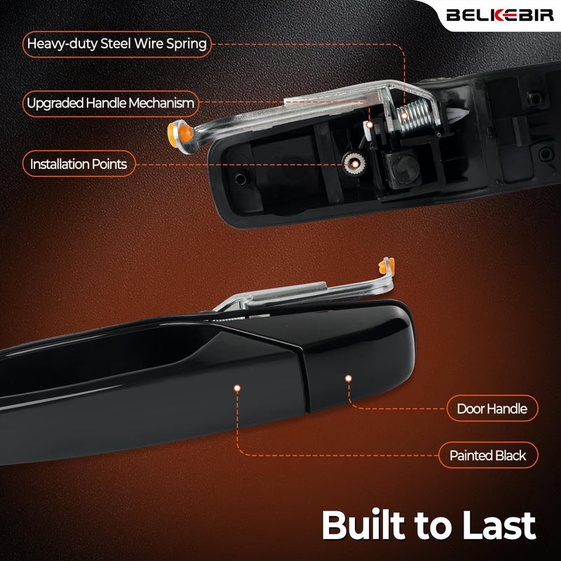 BELKEBIR Black Exterior Door Handle Rear Left Driver Side Compatible with 2007-2014 Chevy Silverado Suburban Avalanche Tahoe, GMC Sierra Yukon, Cadillac Escalade Replaces 15915659, 20954849, 22738725, 25890289 Cross product compatible - Image 4