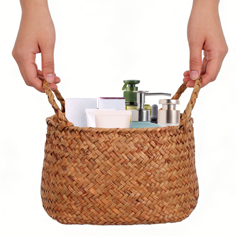 Woven Storage Box Japanese Style Woven Sundries Basket Cosmetics Organizer Box Flower Basket - Image 2