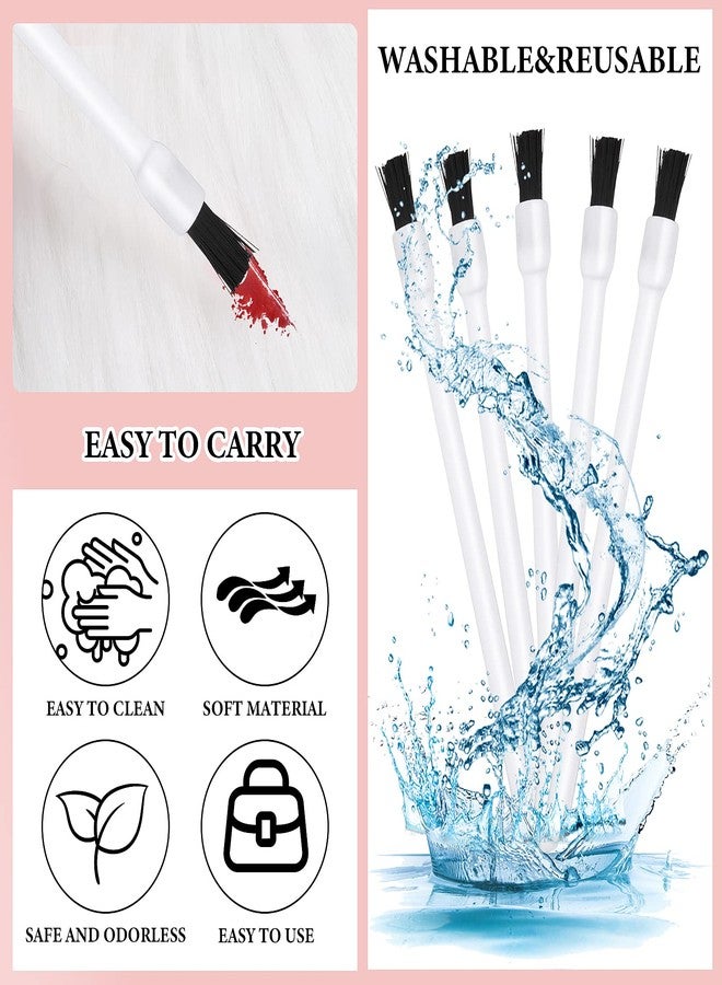 Prasacco 50 Pcs Disposable Lip Brushes Nail Polish Brushes Lip Gloss Applicators Lipstick Wands Makeup Cosmetic Tools, White - Image 4