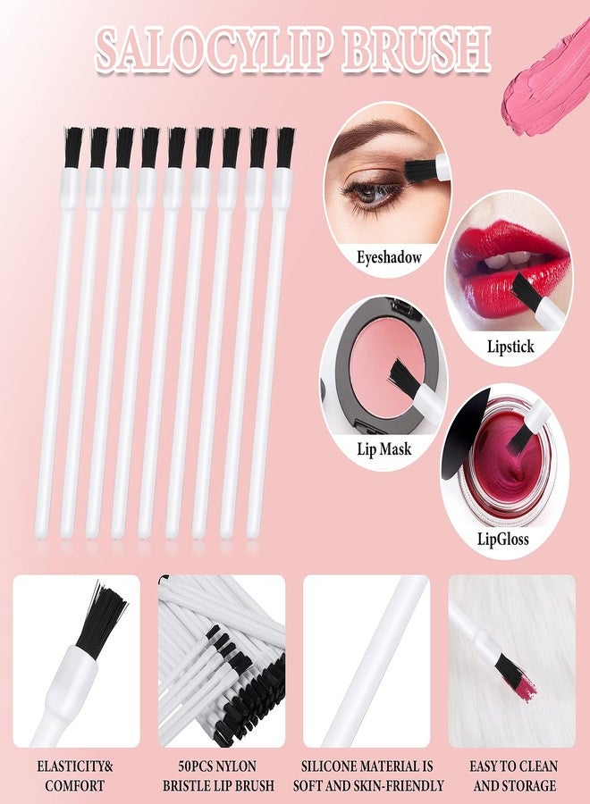 Prasacco 50 Pcs Disposable Lip Brushes Nail Polish Brushes Lip Gloss Applicators Lipstick Wands Makeup Cosmetic Tools, White - Image 5