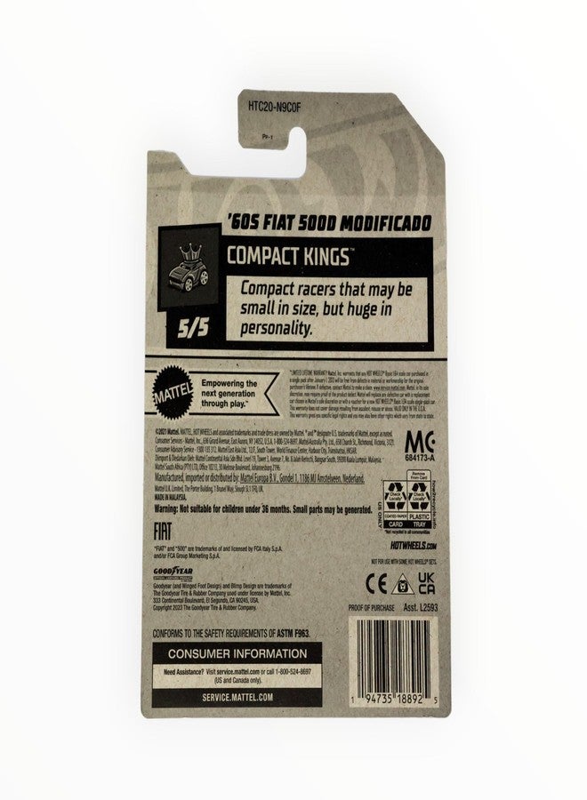 MATCHBOX ماتش بوكس هوت ويلز فيات 500D المعدل من الستينيات، ملوك الكومباكت 5/5 [أصفر] 117/250، 30782 - Image 2