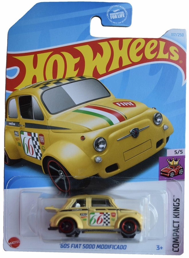 MATCHBOX ماتش بوكس هوت ويلز فيات 500D المعدل من الستينيات، ملوك الكومباكت 5/5 [أصفر] 117/250، 30782 - Image 1