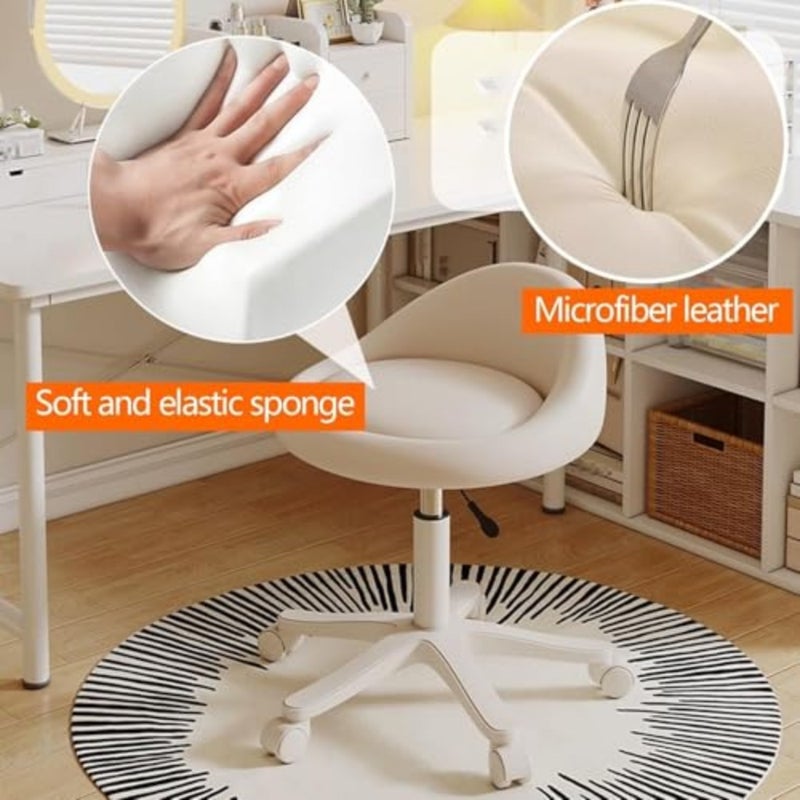 Bukela Vanity Chair, Comfortable Armless Makeup Chair with Backrest, Adjustable Height Upholstered Swivel Vanity Chairs, Girls Dressing Stools for Living Room, Home Office - Image 4