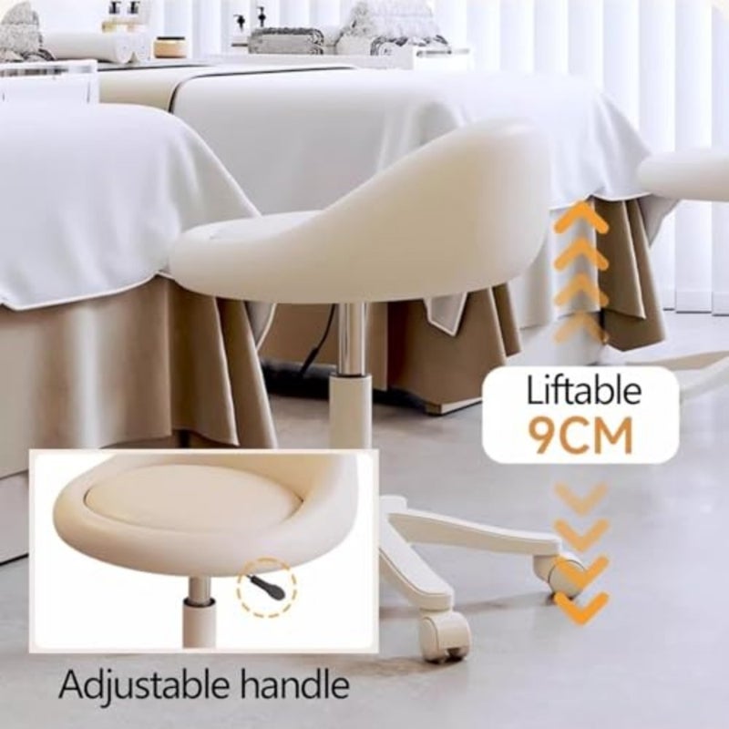 Bukela Vanity Chair, Comfortable Armless Makeup Chair with Backrest, Adjustable Height Upholstered Swivel Vanity Chairs, Girls Dressing Stools for Living Room, Home Office - Image 5