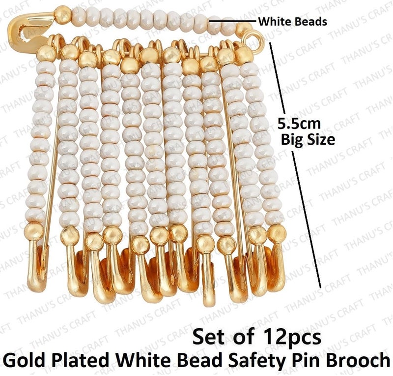 THANUS CRAFT THANU'S CRAFT Stone Rose Brooch Scarfs Dupatta Chunri Coat Dress Gown Shawl Heavy Sari Pleats safety saree pins for Women - 12PCS - Image 2