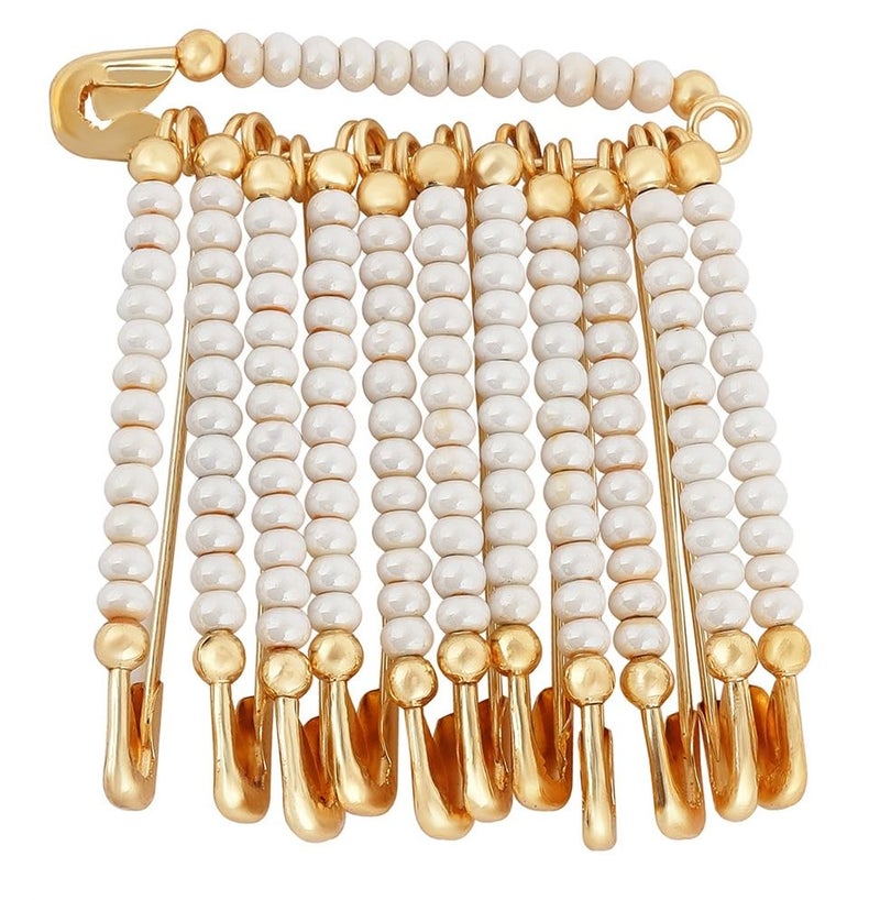 THANUS CRAFT THANU'S CRAFT Stone Rose Brooch Scarfs Dupatta Chunri Coat Dress Gown Shawl Heavy Sari Pleats safety saree pins for Women - 12PCS - Image 5