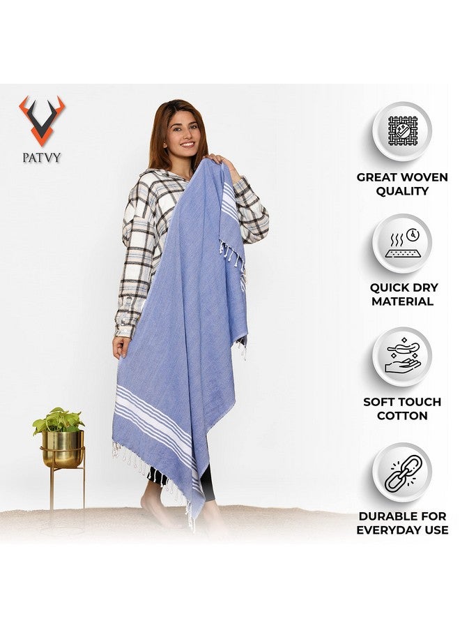 PATVY Bath Towels| Light Weight Turkish Style Bath Towels For Men Large Size Cotton|75 X 150Cm Quick Absorption &Faster Drying Bath Towel For Women| 100% Cotton (Pack Of 2,Yellow&Royal Blue),90 TC - Image 2