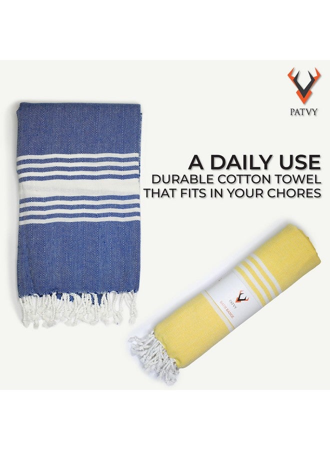 PATVY Bath Towels| Light Weight Turkish Style Bath Towels For Men Large Size Cotton|75 X 150Cm Quick Absorption &Faster Drying Bath Towel For Women| 100% Cotton (Pack Of 2,Yellow&Royal Blue),90 TC - Image 4