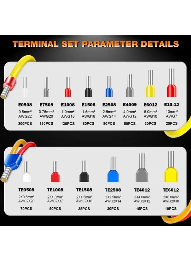 HSC8 10 6A 950PCS Crimping Tool Box Set With Connectors Adaptive Ratchet - Image 5