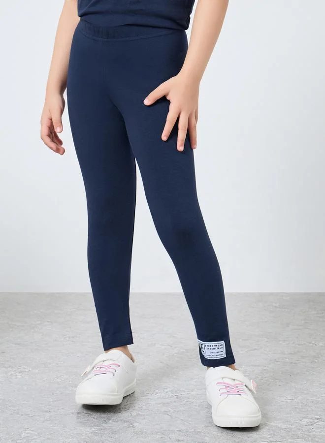 Styli Girls Navy Blue Oversized T-Shirt and Legging Set