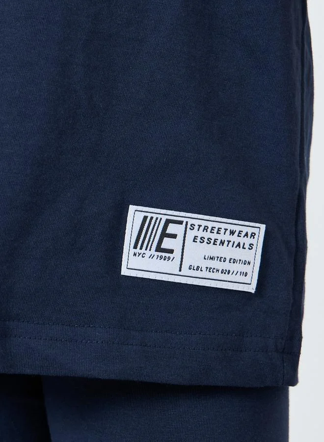 Styli Girls Navy Blue Oversized T-Shirt and Legging Set