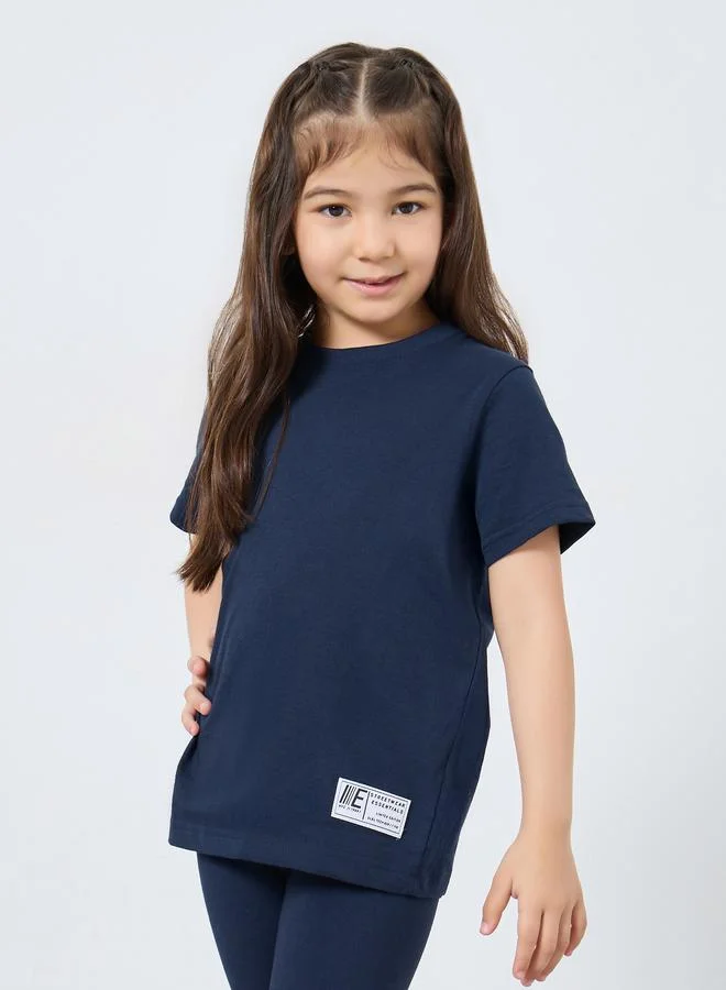 Styli Girls Navy Blue Oversized T-Shirt and Legging Set