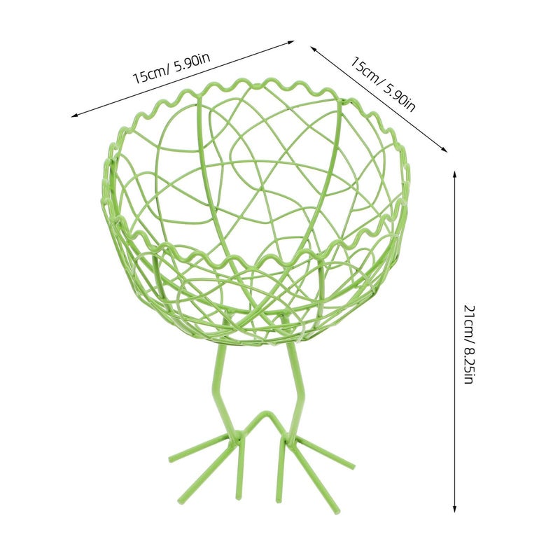 Light Green Wire Mesh Basket with Stand Kitchen Countertop Organizer for Eggs and Fruits - Image 3