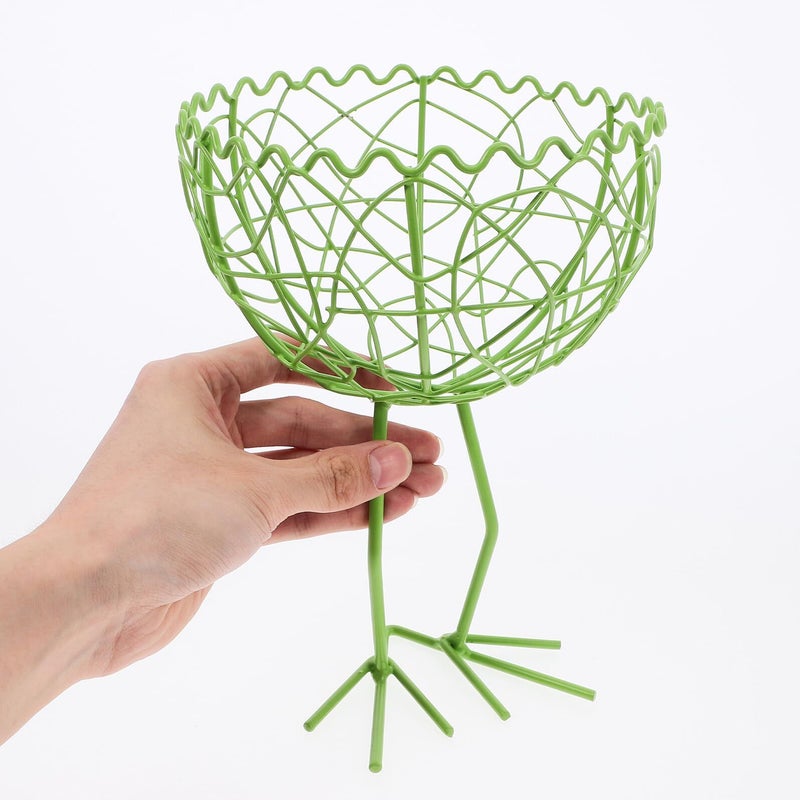 Light Green Wire Mesh Basket with Stand Kitchen Countertop Organizer for Eggs and Fruits - Image 5