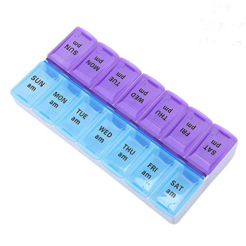MAYFIVE Weekly Pill Organizer 2 Times A Day 7 Day Pill Box Holder Large Daily Medicine Organizer Travel Pill Case Pill Container 2 Times BluePurple - Image 5