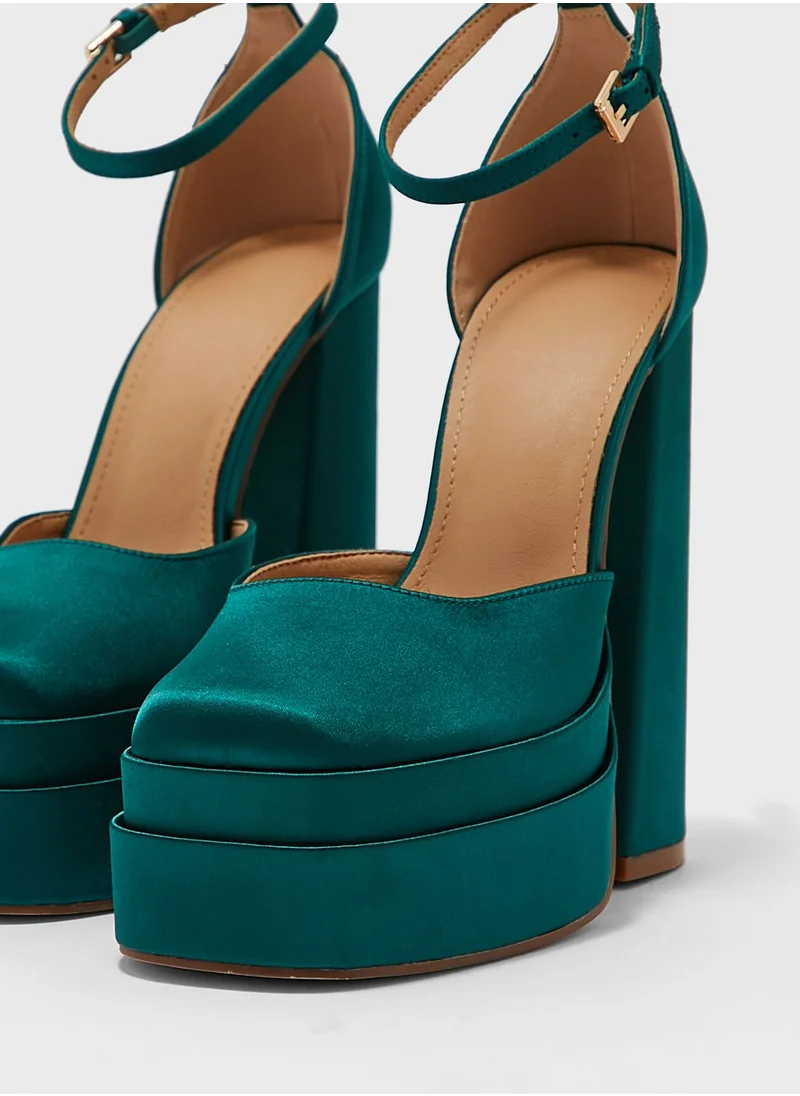 Truffle Double Platform Satin Pump