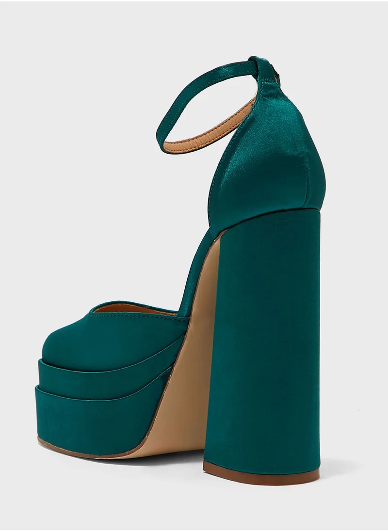 Truffle Double Platform Satin Pump