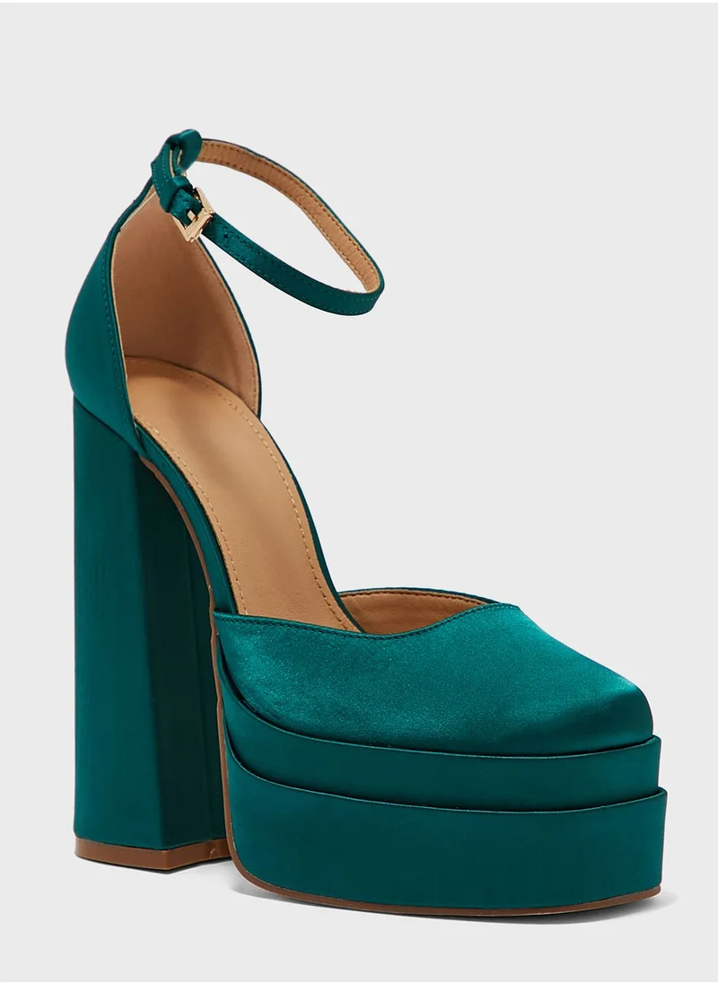 Truffle Double Platform Satin Pump
