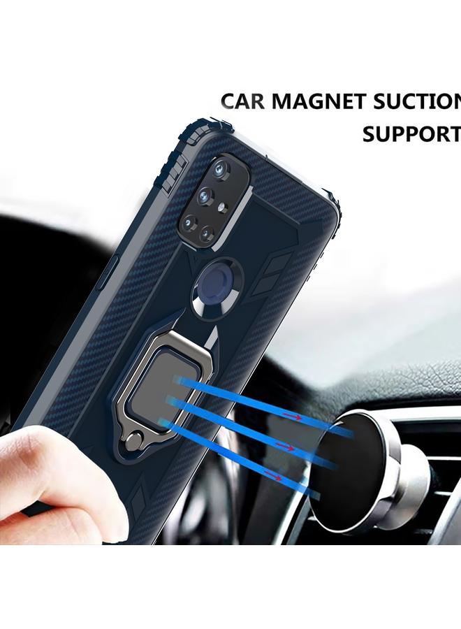 erorex Case For OnePlus Nord N10 5G Carbon Fiber Protective Case with 360 Degree Rotating Ring Holder - Image 4