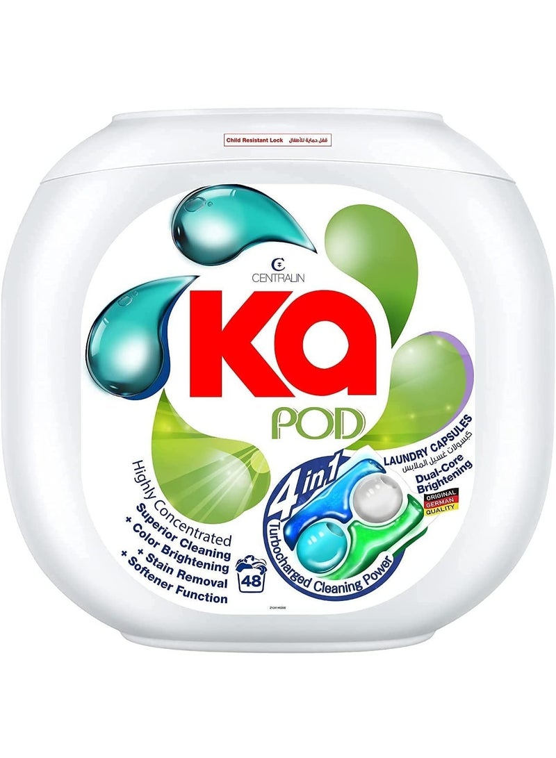 KA 4 في 1 بودز، 99.9% منظف غسيل مضاد للبكتيريا، بودز غسيل مصنوعة في ألمانيا، كبسولات سائلة للغسيل، عبوة من 2 × 48 كبسولة - Image 2