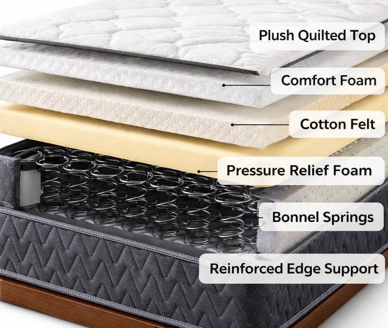 ريكسال هوم مرتبة Cozy فل / دبل بنظام زنبركات بونيل مع بيلوتوب – 140 × 200 × 25 سم – درجة صلابة متوسطة - Image 3