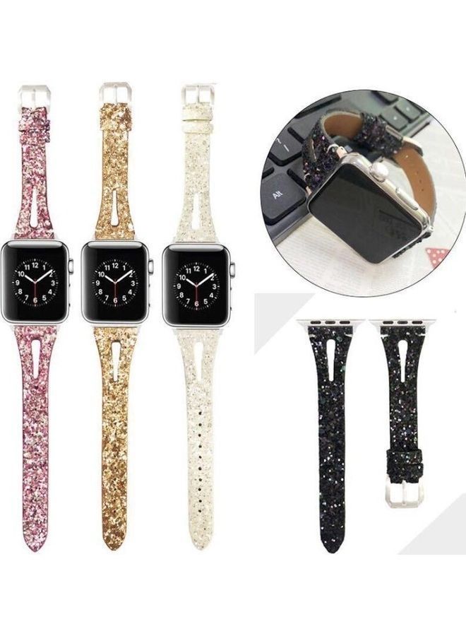 NIBEMINENT Leather Replacement Strap Flashing Light Watchband for Apple WatchSeries 7/6/SE/5/4/3/2/1 38/40/41mm Pink - Image 3