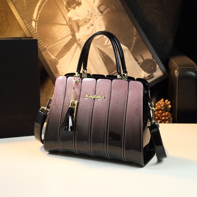 Color-Blocked Middle-Aged Women'S Bag, Stylish Large-Capacity Shoulder And Handbag For Mothers, Versatile Tote Bag For Women - Image 3