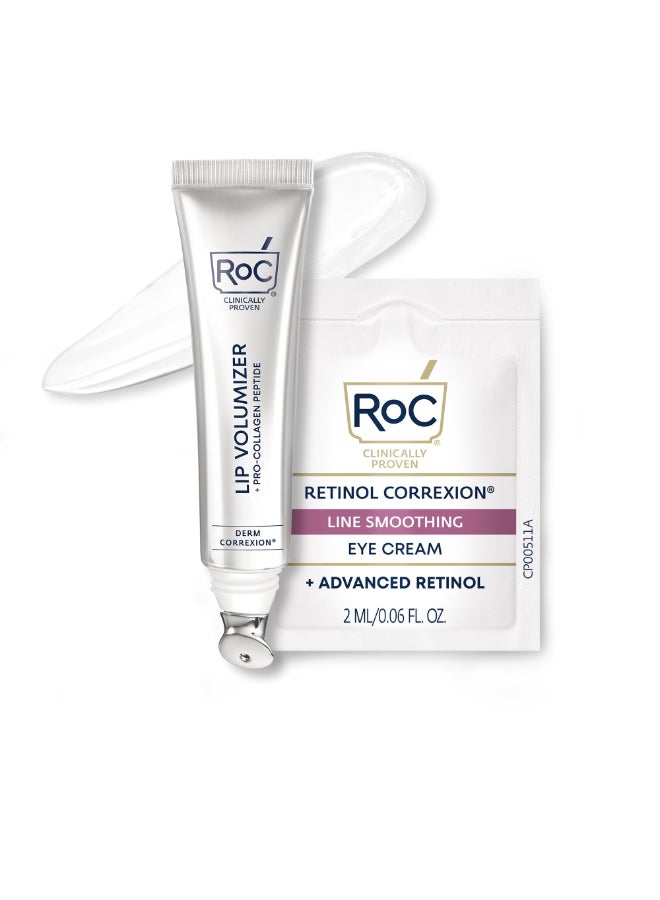 RoC علاج تكبير الشفاه من روك ديرم كوركسيون مع حمض الهيالورونيك وفيتامين E وكريم العين لتنعيم الخطوط في عبوة صغيرة - Image 2