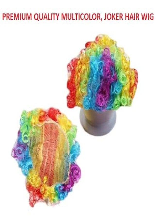 Fancy Design Hub, Halloween, Mask+ Nose + Multicolor Wig for, Boys & Girls, Halloween, Set of 3 Items,Fancy Dresses. (Joker Mask + Nose + Hair Wig) - Image 4