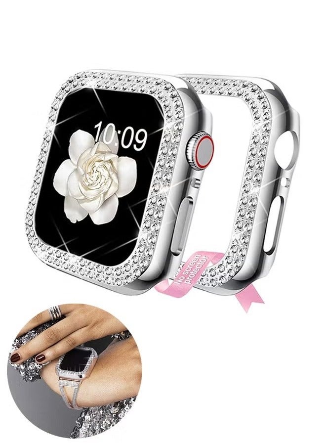 Protective Case Cover With Screen Protector, Diamonds Crystal Bumper Hard PC Shockproof Case For Apple Watch series 41mm  - Image 1
