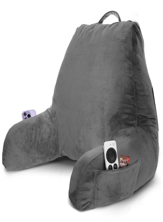 Nestl Reading Pillow with Shredded Memory Foam, Designed for Sitting Up in Bed and Couch, Back and Arms Adjustable Support for Adult & Teens Backrest Pillows for Reading, with Washable Cover Dark Grey - Image 1